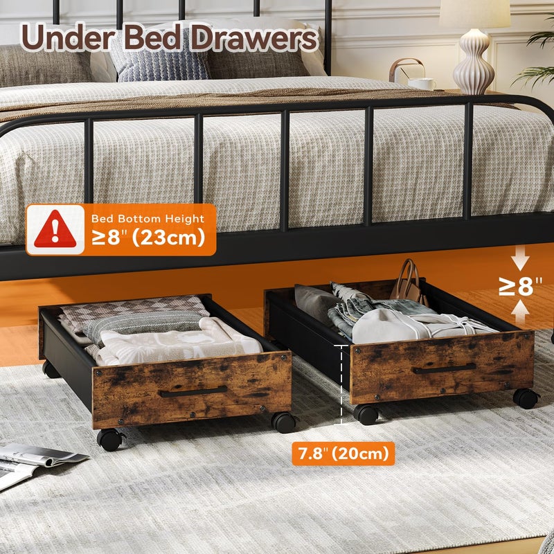 FOUCSSOMEI Under Bed Storage with Wheels, Wooden Under Bed Drawers On Wheels, Rolling Under Bed Shoe Storage, Space Saving, Rustic Brown,30L - Image 4
