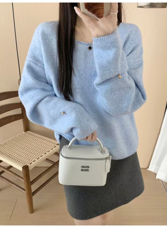 Leyuan Autumn And Winter Wear Long Sleeve Outerwear Knitwear Top High-end Sense Red Round Neck Pullover Women's Sweater Coat - Image 5