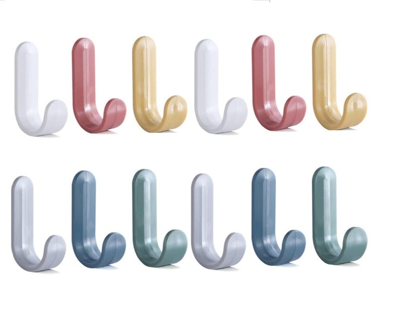 KESI ORNAMENTS Kesi Hook for Wall, Bathroom Towel Holder, Coat Hooks Heavy Duty, Multipurpose Self Adhesive Hook, Kitchen Accessories Items, Clothes Hanging, Sticky Photo Frame Strong Hanger (12 pcs)  - Image 1