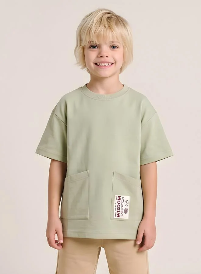 تايك تو Boys Minimal Utility Pocket Oversized T-Shirt By Juniorloom