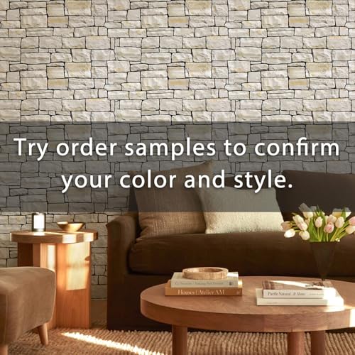 Commomy 12 pcs Faux Stone 3D Wall Panels Peel and Stick - 22.8" x 11.8" Thin & UrltraLight Stone Textured Wall Panel for Interior Tile Kitchen, Bedroom,Living Room,TV Background,RV - Image 2