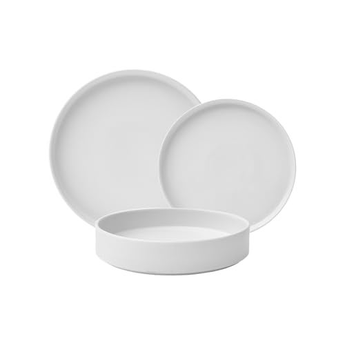 222 Fifth 12 Pieces Porcelain Dinnerware Set for 4, Elegant White Plates and Bowls Sets, Ceramic Dishes, Chip Resistant Kitchen and Dining Dish Set for Everyday Use, Microwave & Dishwasher Safe, Kaden - Image 2