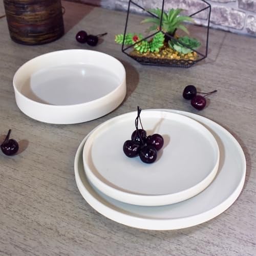 222 Fifth 12 Pieces Porcelain Dinnerware Set for 4, Elegant White Plates and Bowls Sets, Ceramic Dishes, Chip Resistant Kitchen and Dining Dish Set for Everyday Use, Microwave & Dishwasher Safe, Kaden - Image 4
