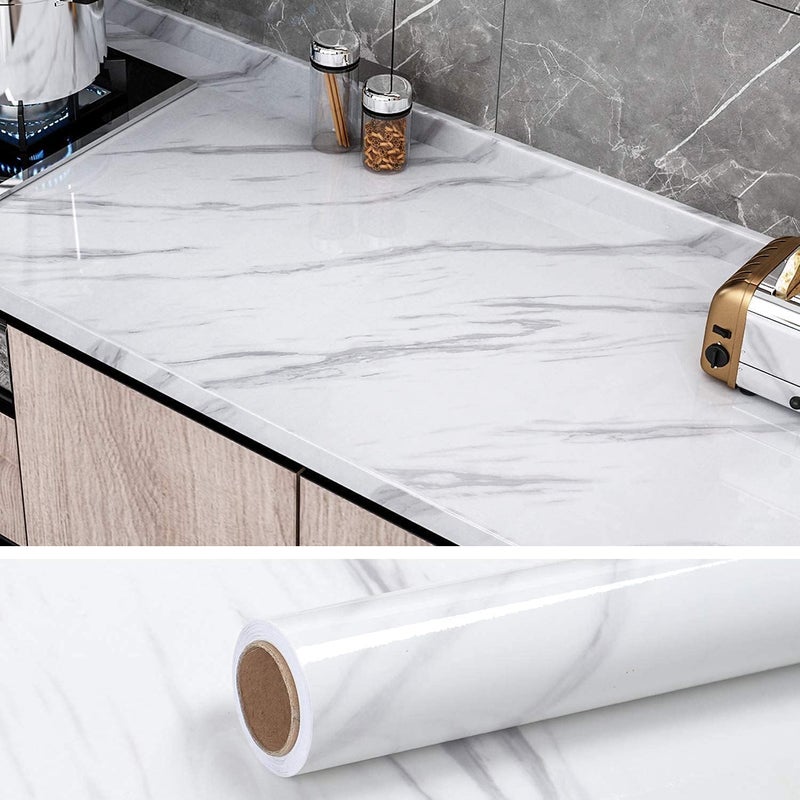 BPA White Marble PVC Wallpaper Roll - Image 5