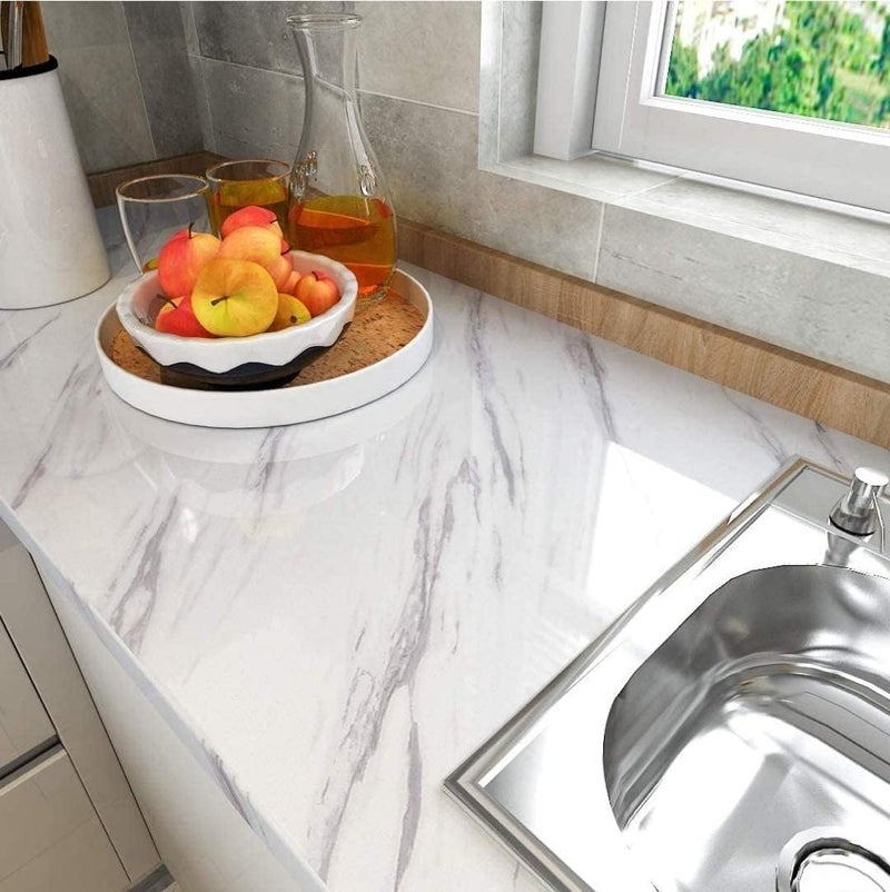 BPA White Marble PVC Wallpaper Roll - Image 3