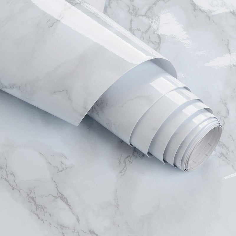 BPA White Marble PVC Wallpaper Roll - Image 1
