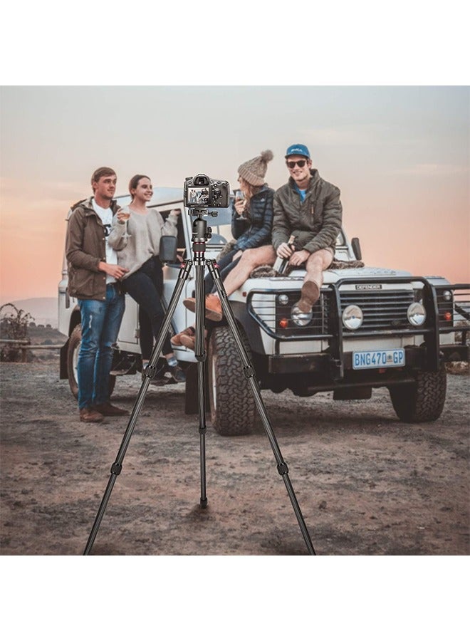 NEEWER 66"/168cm Carbon Fiber Tripod for Camera with 360° Panorama Ball Head, 1/4" Arca QR Plate, Portable Bag, Compact Travel Tripod Monopod for DSLR Video Camcorder, Max Load 26.5lb/12kg, N55C - Image 2