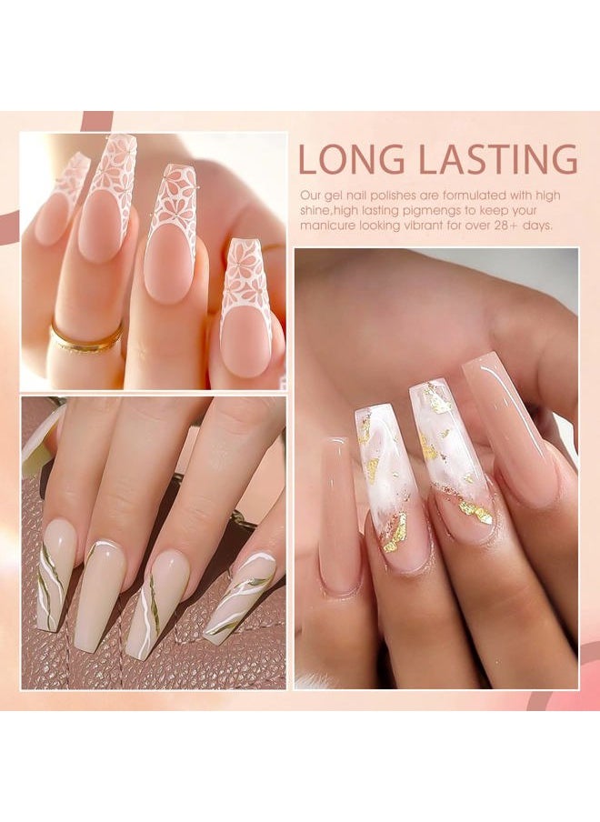 V VENALISA - VENALISA Gel Nail Polish Set - 12 Pcs 7.5ml Nude Light Pink All Seasons Skin Tones Neutral Pink Brown Gel Polish Kit, Soak Off UV LED Gel Polish Set Nail Art Salon Manicure DIY Gifts - Image 1