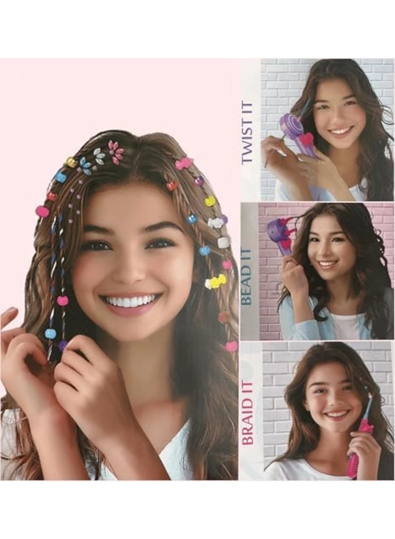 SYOSI Hair Braider for Girls, Automatic Hair Braiding Tool with Hair Beads, Ropes & Shining Stickers, Creative Styling Kit for Kids, Fun Hair Accessories for Birthday & Holiday Gifts - Image 3