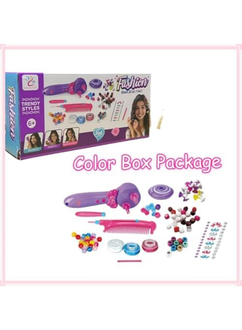 SYOSI Hair Braider for Girls, Automatic Hair Braiding Tool with Hair Beads, Ropes & Shining Stickers, Creative Styling Kit for Kids, Fun Hair Accessories for Birthday & Holiday Gifts - Image 4