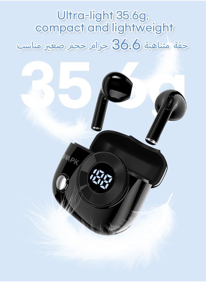 WAPIK - Korean Brand R6 True Wireless Earbuds Bluetooth 5.4, 40H Playtime, 10Min Fast Charge, ENC 4-Mic Clear Calls, Touch Control, IPX6 Waterproof, Immersive Sound, Lightweight In-Ear Headphones - Image 1