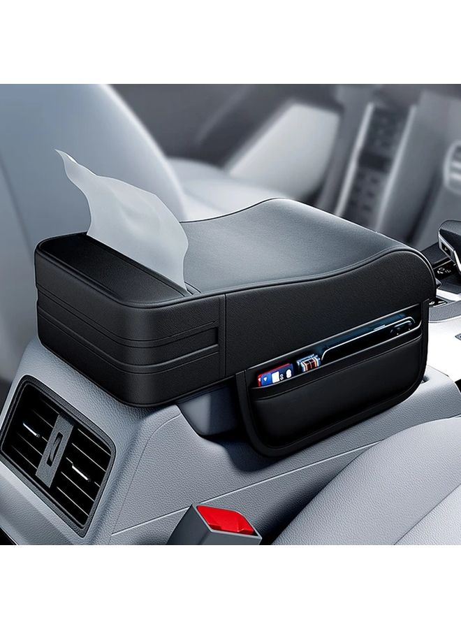 Black Universal Car Center Console Armrest Storage Box with Protective Cover Pad - Image 3