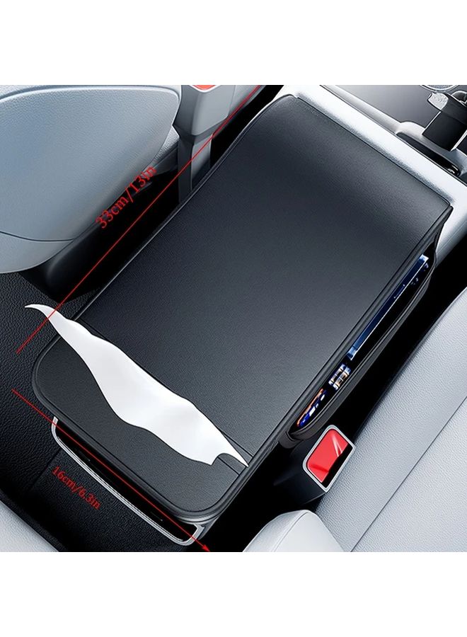 Black Universal Car Center Console Armrest Storage Box with Protective Cover Pad - Image 2