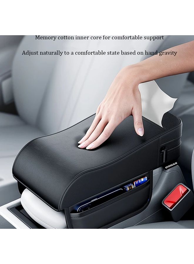 Black Universal Car Center Console Armrest Storage Box with Protective Cover Pad - Image 5