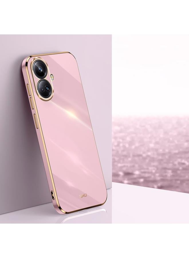 جرين تايجر جراب هاتف XINLI ذو الحافة الذهبية المستقيمة 6D لهاتف Realme 10 Pro+ من مادة TPU (أرجواني كرزي) - Image 1