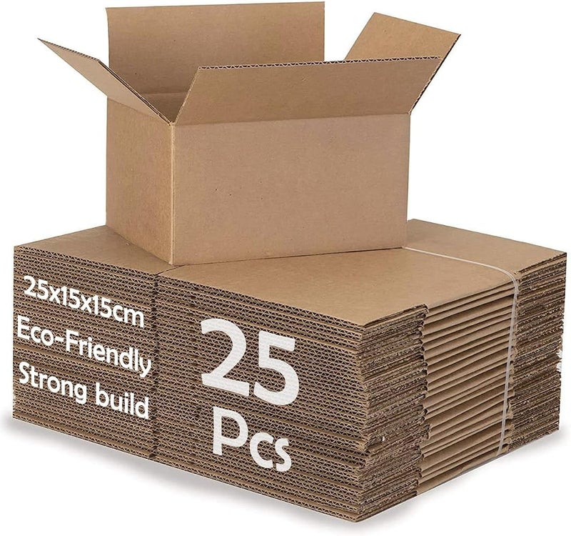 HYFY [25 Pack] Brown Carton 25x15x15 cm Moving Boxes Cardboard Boxes small Shipping Box ecommerce Box Mailing Boxes Recyclable Corrugated Cardboard Shipping Box for Packaging Storage Box 3 ply - Image 1