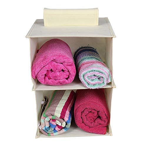 MBW Hanging Closet Organizer, Hanging Closet Organizer, Hanging Storage Shelves for Baby Room Cloth Hanging Shelves Collapsible, and Easy Mount (Pack of 1, 2 Shelves||Cream||) - Image 5