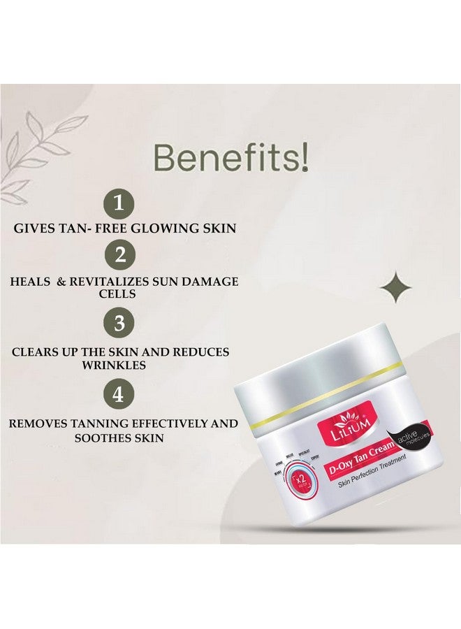 LILIUM D Oxy Tan Cream 40G Removes De Tans & Heals Sun Burn With Kojic & Milk Even Skin Tone & Reduce Dark Spots Dermatologically Tested & Paraben Free 100% Vegan All Skin Types - Image 3