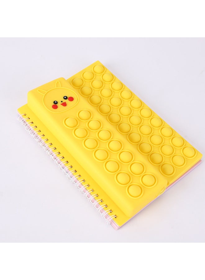 Multifunctional Pencil Case Notebook Stationery Case Suit Silicone Bubble Decompression A5 Loose-leaf Pencil Case Suit-Color:A5 Pikachu (Yellow)  - Image 1