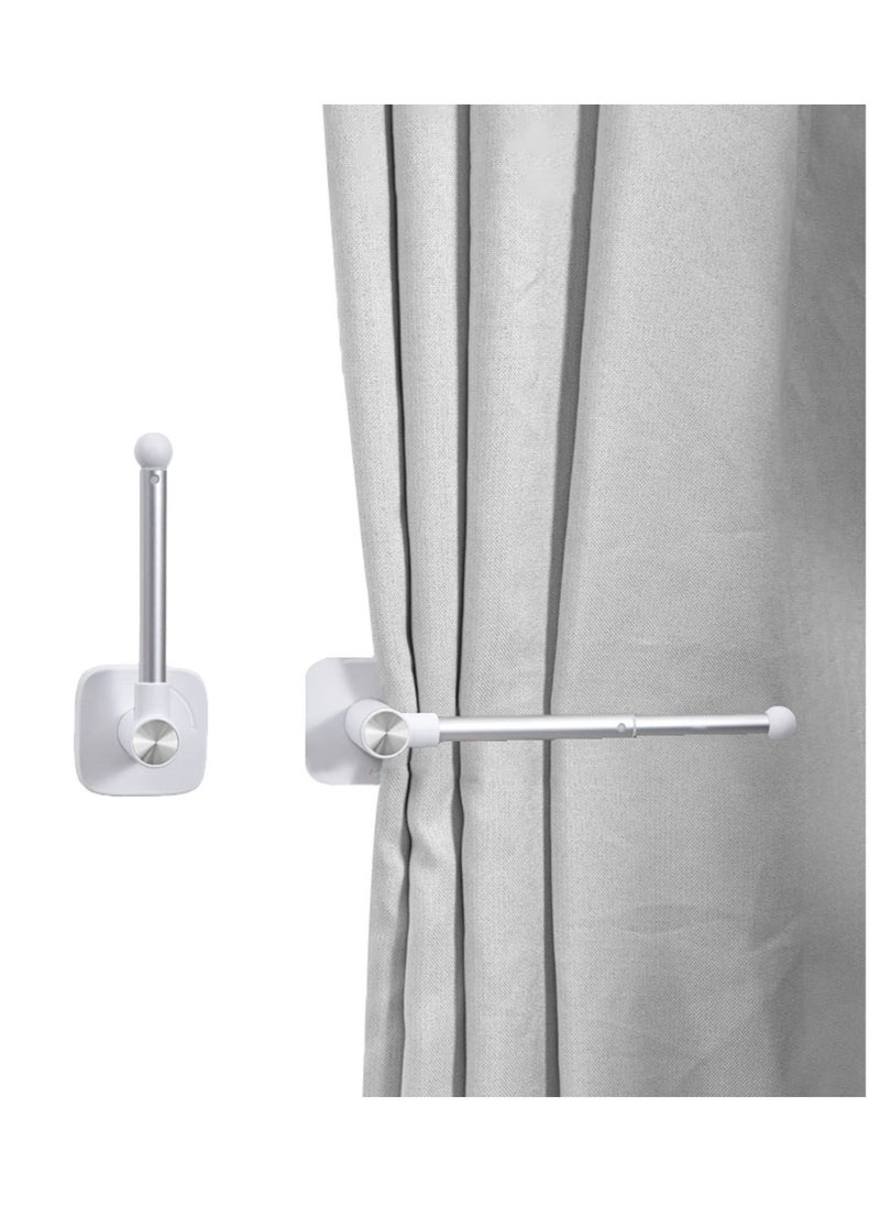 Captaintech , Curtain Holder, Self Adhesive Curtain Tieback Hooks, Retractable and Rotatable L Shaped Curtain Hooks, Nordic Style Decorative for Home Bedroom, Office  - Image 1