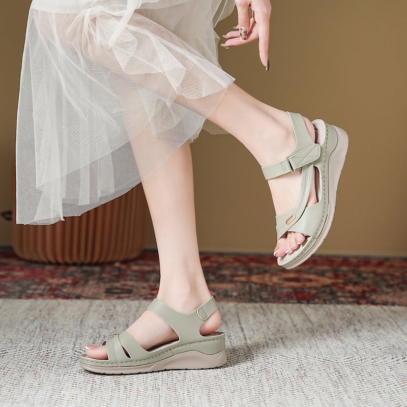 New 2026 and Style Women''s Sandals with Stitching, Mom Shoes in Large Sizes, Wedge Sandals 1062-11A - Image 1