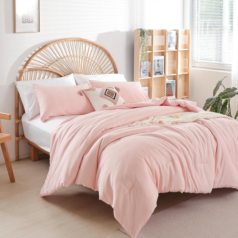 weigelia Blush Pink Comforter Set Twin Boho Pink Twin Comforter with 1 Pillowcases - Soft Lightweight Cozy Bedding Set for All Season - Beige Comforter Twin Size for Women Teens Kids - Image 5