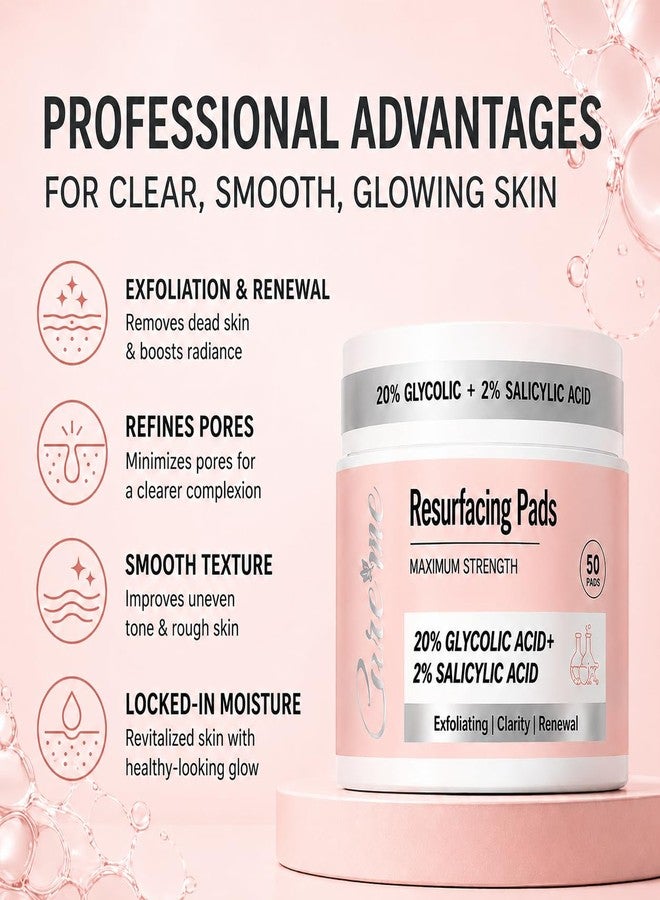 Care Me Facial Exfoliant Pads with Glycolic Acid & Salicylic Acid – AHA BHA Exfoliating Toner Pads Smooth Skin Dullness, Texture & Clear Pore Appearance for a Fresher, Vibrant, Glowing Complexion - Image 4