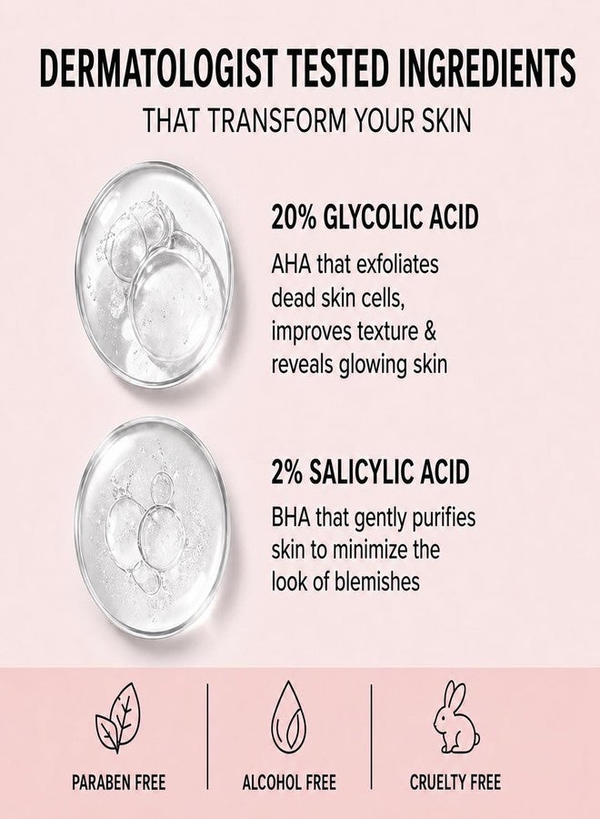 Care Me Facial Exfoliant Pads with Glycolic Acid & Salicylic Acid – AHA BHA Exfoliating Toner Pads Smooth Skin Dullness, Texture & Clear Pore Appearance for a Fresher, Vibrant, Glowing Complexion - Image 3