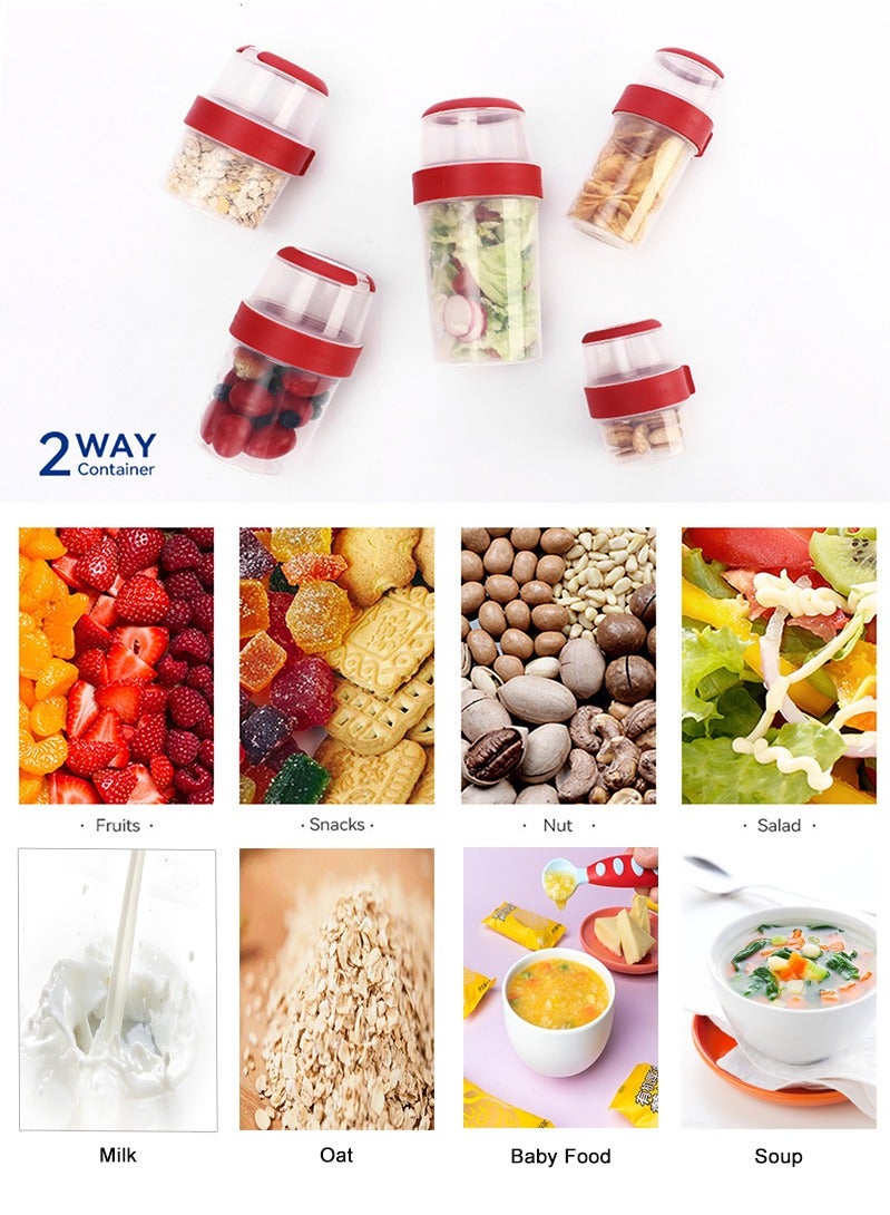 Vermaney Breakfast On The Go Cup Double Layer Leak-proof Cereal and Milk Container Portable Food Storage Container for Salad Yogurt Fruit and Nut, Microwave & Freezer Safe (310ml+560ml) - Image 5