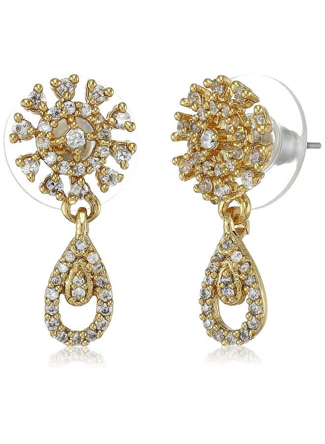 Estele Fashion Jewellery Gold Plated CZ Attractive Crystal Studded Drop & Dangle Earrings for Girls and Women-AD-084/712 ER - Image 1