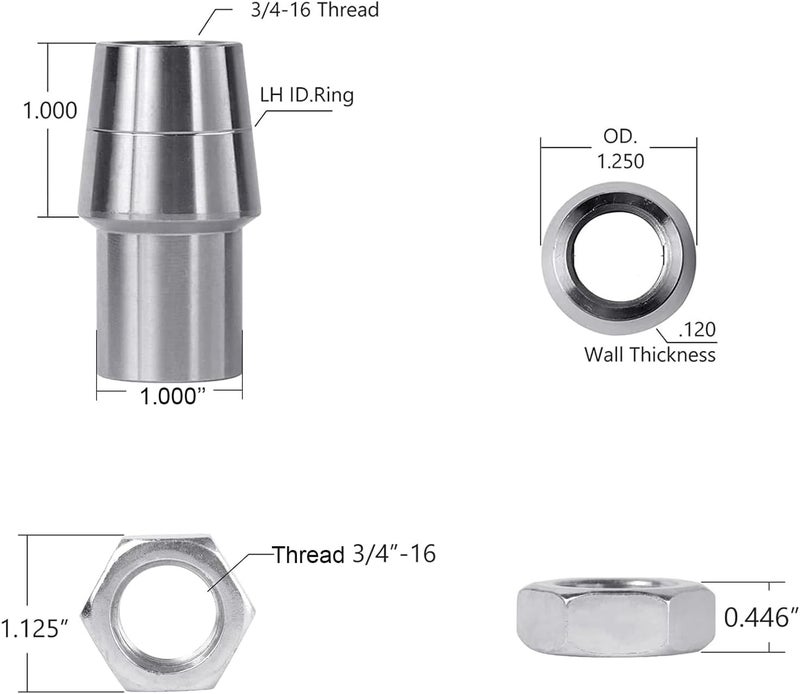 MIMIRACLE 3/4" Threaded Bushing Kit for 4-Link Suspension - Adjustable Chromoly Polyurethane Bushing (2 Set) - Image 4
