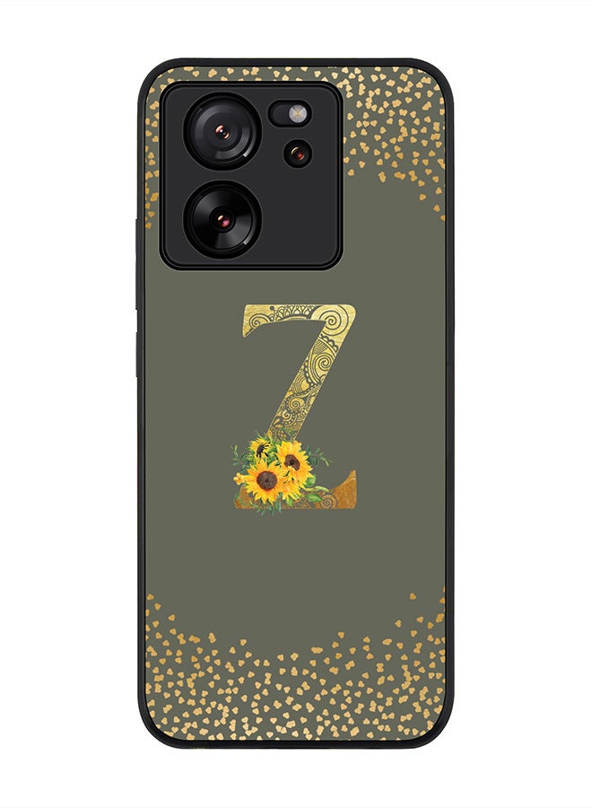 Stylizedd Case for Xiaomi 13T / Xiaomi 13T Pro, Slim fit Flexible Cover Custom Monogram Initial Letter Floral Mandala Pattern Alphabet - Z (Olive Green) - Image 1
