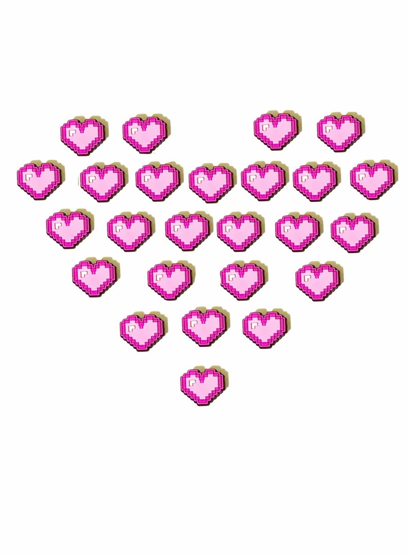 Shoe Decoration Charms, 25 Pcs Heart Charm for Crocs Accessories, Hole Hole Shoe Buckle Party Favors ​Mini Charm Bracelet Wristband Decoration for Nurse Adults Men Women Kid - Image 1