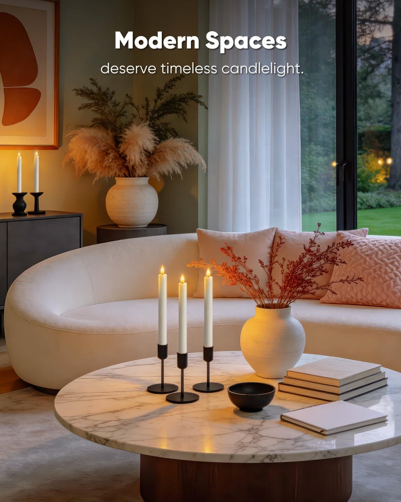 Homemory 2 Pcs White Flameless Taper Candles with Remote and Timer, Real Wax Made 9.6" Battery Operated Candle Stick Flickering, Led Taper Candles with Lifelike Flame for Indoor Home Decor - Image 5