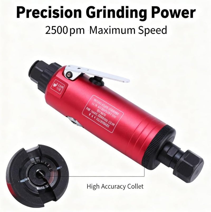 Air Die Grinder 25000rpm 90PSI Straight Pneumatic with 3mm 6mm Collet, Stainless Steel - High Speed Stable Operation, Adjustable Air Intake, Ideal for Metal Polishing and Grindin (type 1) - Image 2