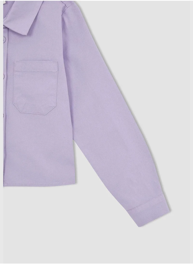DeFacto Long Sleeve Crop Gabardine Shirt