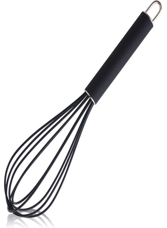 GorGin high temperature and easy to clean silicone whisk, stirrer, 10 inch, grip good grip design for Blending Whisking Beating Stirring Cooking Baking (1 Pack | black) - Image 1