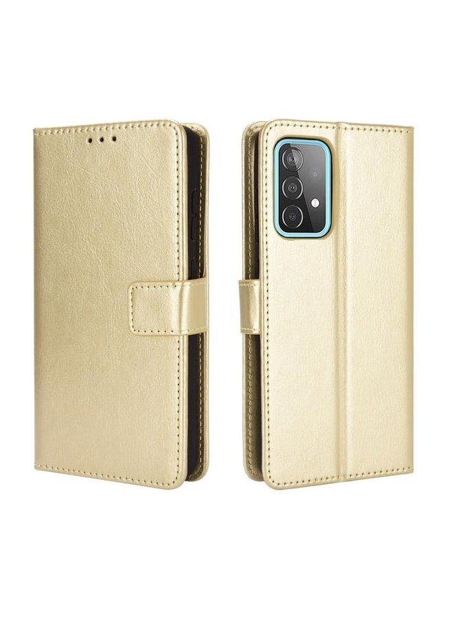 Case Cover For Samsung Galaxy A72 5G / 4G Retro Crazy Horse Texture Horizontal Flip Leather Case with Holder & Card Slots & Photo Frame(Gold)