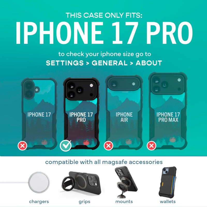 SmartishÂ® iPhone 17 Pro MagSafe Case - Gripzilla Protective Magnetic Case for Men [Rugged + Tough] Military Grade Heavy Duty Grip Armor - Drop Tested for iPhone 17 Pro - Moving Mountains - Image 5