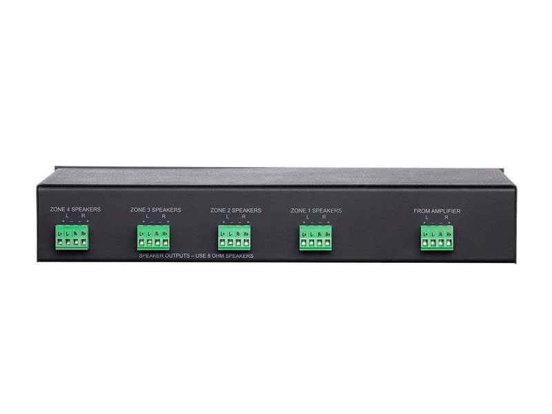 Monoprice مونوبرايس SSVC-4.1 محدد مكبر الصوت ذو مدخل واحد 4 قنوات مع تحكم في الصوت، حماية من المقاومة، أزرار تشغيل/إيقاف فردية، أسود، رقم الموديل: 138159 - Image 4