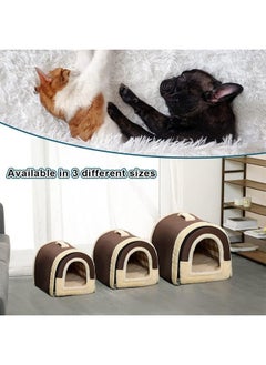 AMICA AMICA Igloo Dog House, Portable Cat Igloo Bed with Removable Cushion, 2 in 1 Washable Cozy Dog Igloo Bed Cat Cave, Foldable Non-Slip Warm for Pets Puppy Kitten Rabbit (Small)  - Image 4
