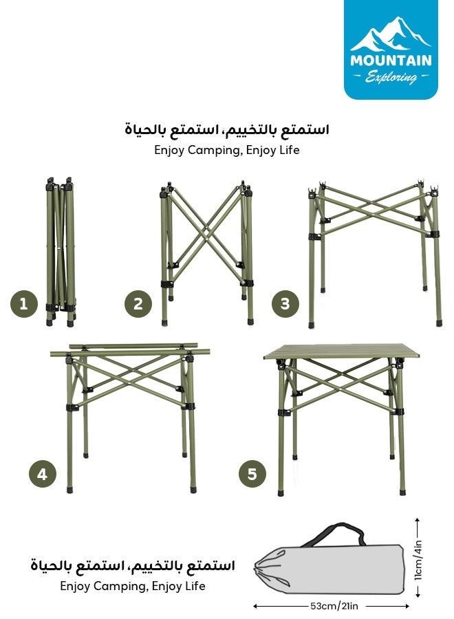 استكشاف الجبال طاولة تخييم محمولة وقابلة للطي مع حقيبة حمل | تتحمّل وزنًا يصل إلى 180 كجم | طلاء مخبوز مقاوم للماء والخدوش | تزن فقط 2.2 كجم وسهلة الحمل | مثالية للنزهات الخارجية والباربكيو والسفر ولتجمعات العائلة، 53×51×50 سم - Image 3