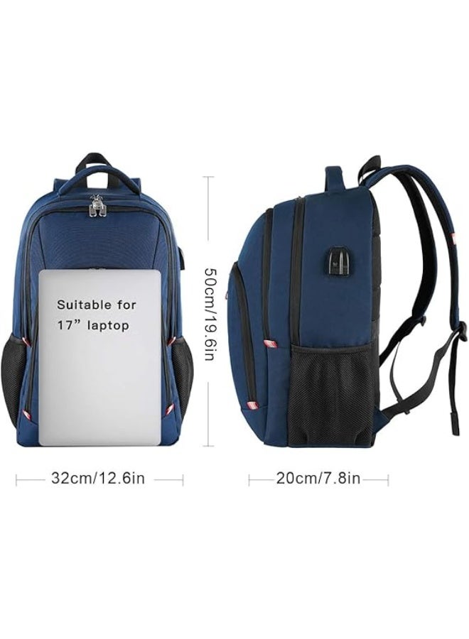 Della Gao Laptop Backpack, Extra Large Anti-Theft Business Travel Laptop Backpack Bag with USB Charging Port, Water Resistant College School Computer Rucksack Bag for Men/Women for 17 Inch Laptop and Notebook Blue - Image 5