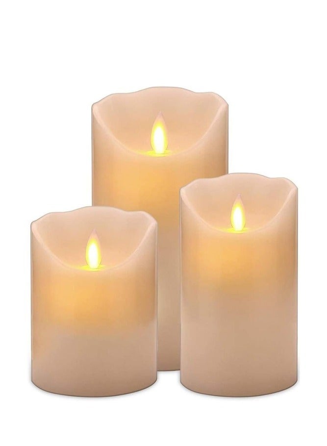 AMERTEER Set of 3 Flameless LED Candles – Battery Powered Pillar Lights with Realistic Flicker - Image 1