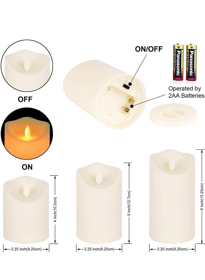 AMERTEER Set of 3 Flameless LED Candles – Battery Powered Pillar Lights with Realistic Flicker - Image 2