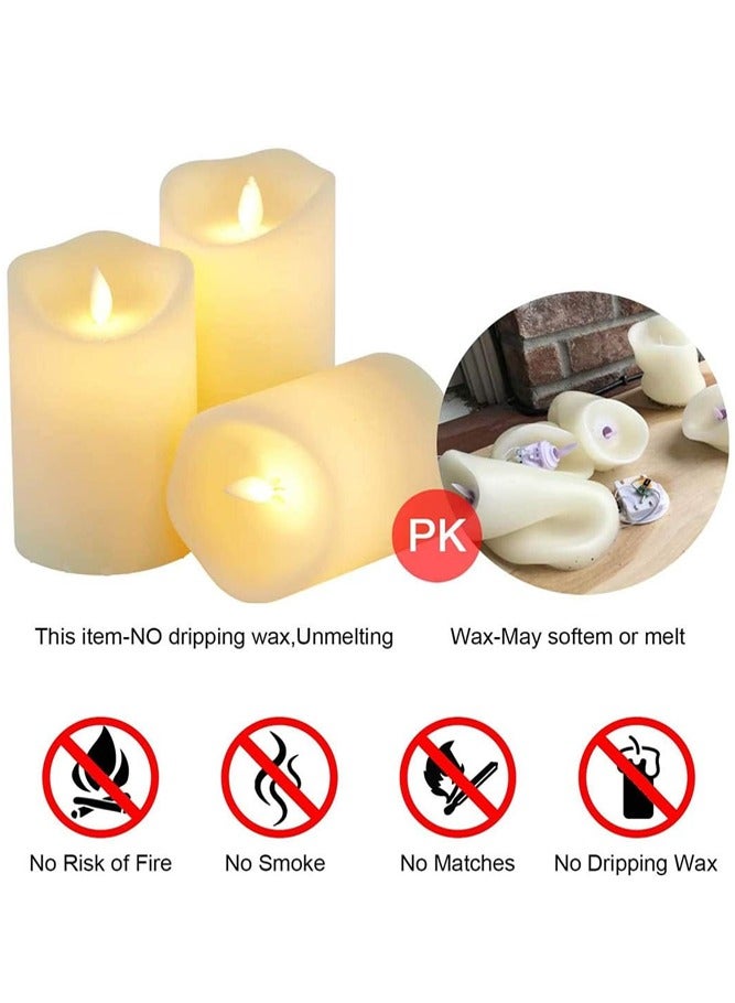 AMERTEER Set of 3 Flameless LED Candles – Battery Powered Pillar Lights with Realistic Flicker - Image 3