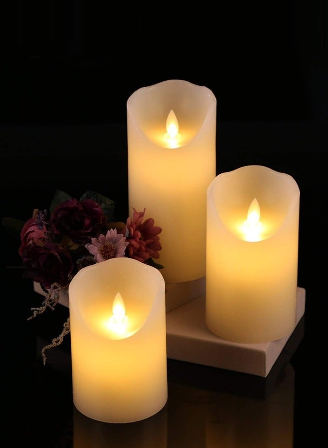 AMERTEER Set of 3 Flameless LED Candles – Battery Powered Pillar Lights with Realistic Flicker - Image 4
