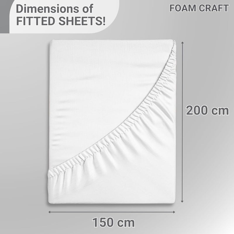 FOAM CRAFT 100% Cotton Fitted Bed Sheet - Queen Size, White, 150 x 200cm - Image 2