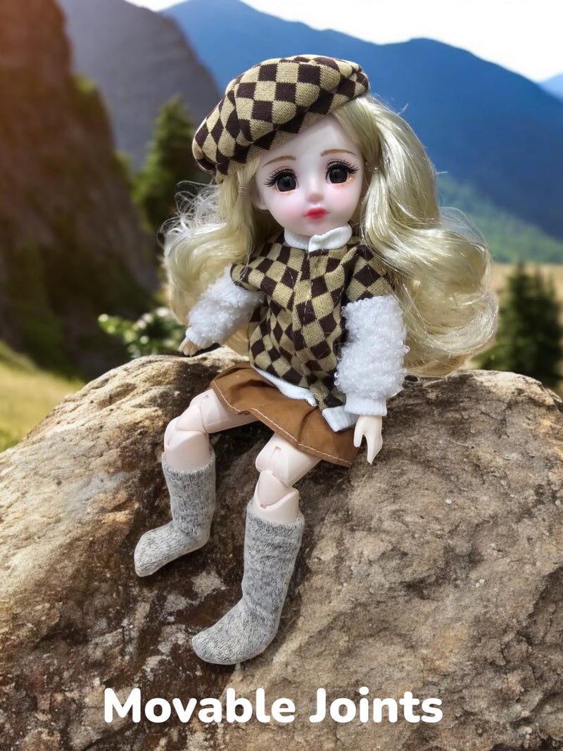 ADKD Premium Fashionable Doll with Movable Joints, Blonde Hair and Stylish Outfit Height 30 cm (Colour and Decorations May Vary) (Brown Black Multicolor) - Image 4