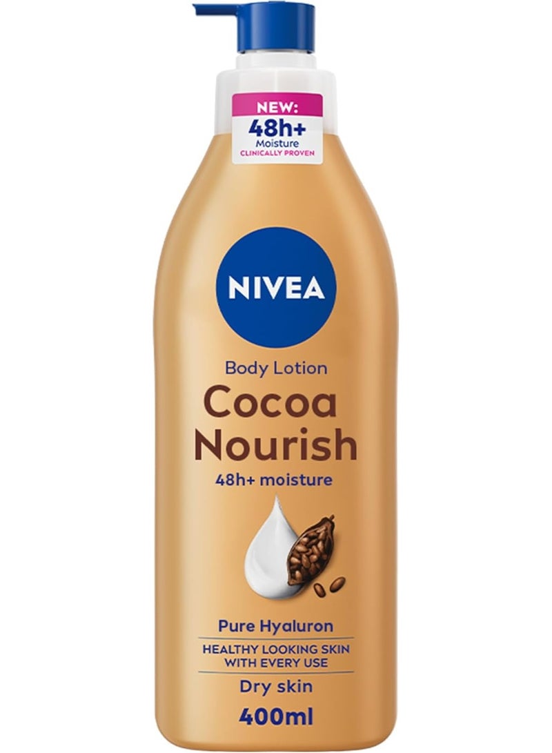 نيفيا لوشن نيفيا للجسم للبشرة الجافة، بزبدة الكاكاو، عناية كاملة 5 في 1، ترطيب عميق يدوم 48 ساعة، 400 مل - Image 1